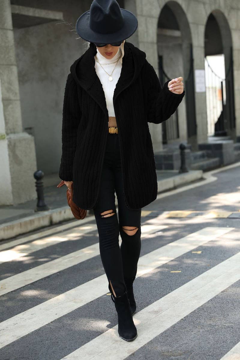 WOMEN HOODED CORDUROY WINTER PLUSH CASUAL JACKET_CWOJA0638