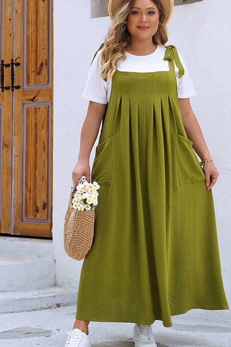 PLUSSIZE SOLID COLOR STYLISH SLIP ONE PIECE DRESS_CWDMD1373