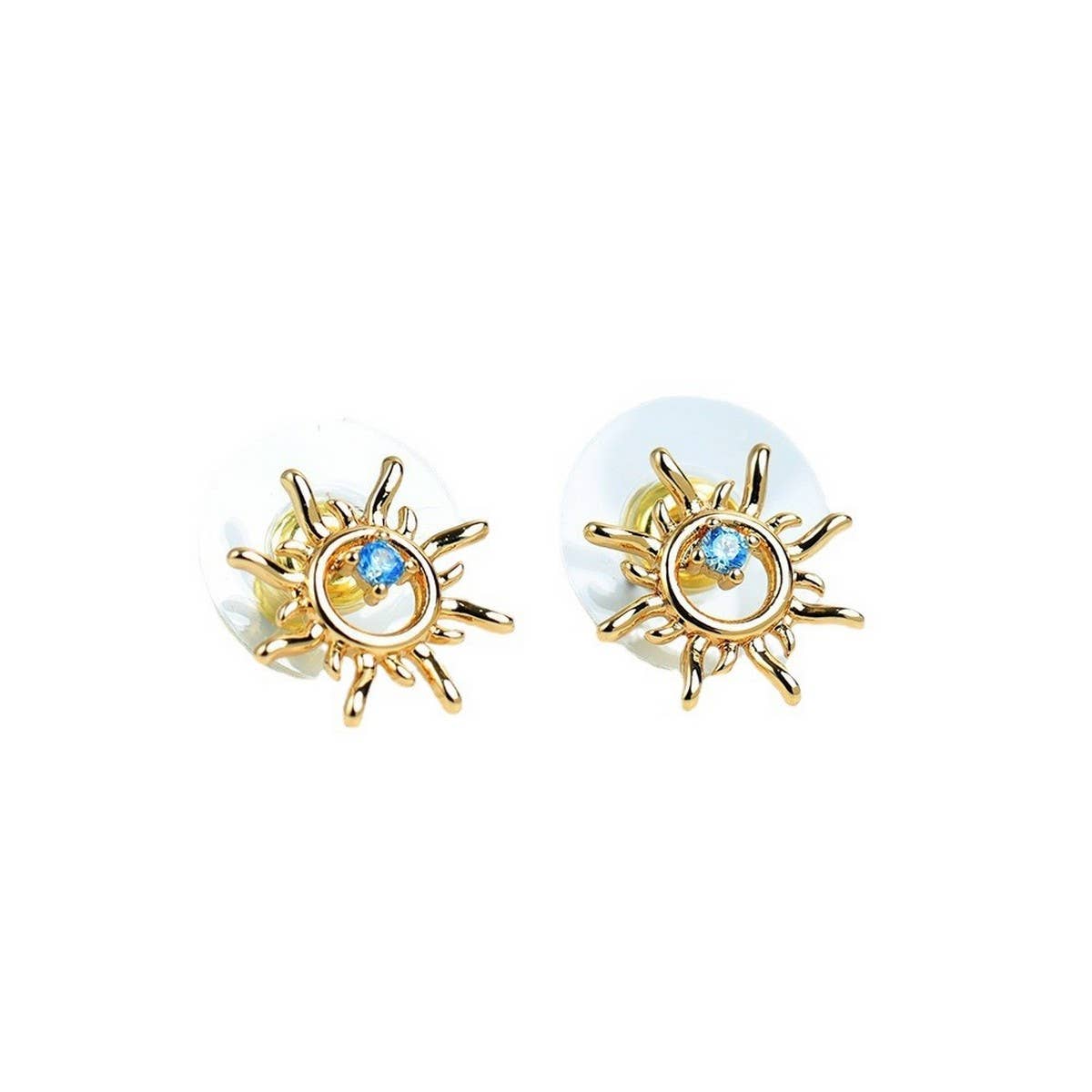 Romantic Sunflower Blue Zircon Stud Earrings