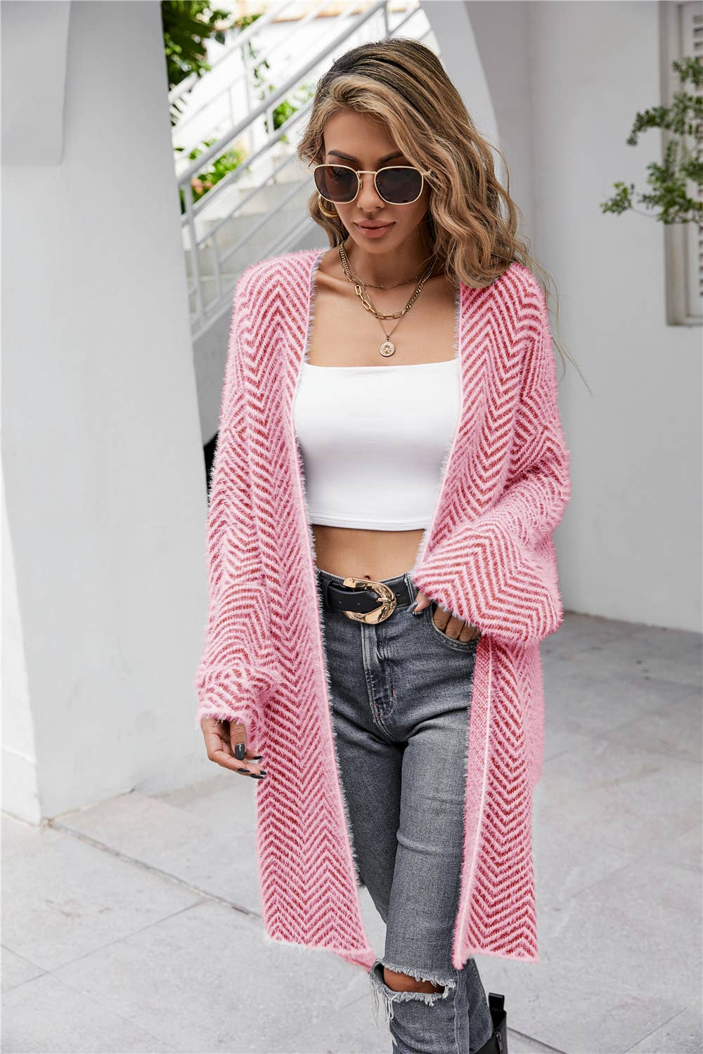 Temperament single breasted solid color cardigan coat