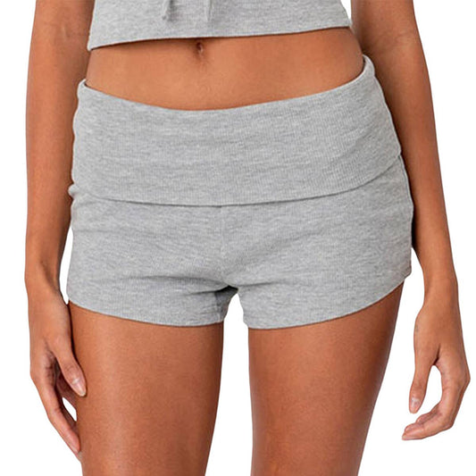 Short, tight, low-rise flared stripes hot pants