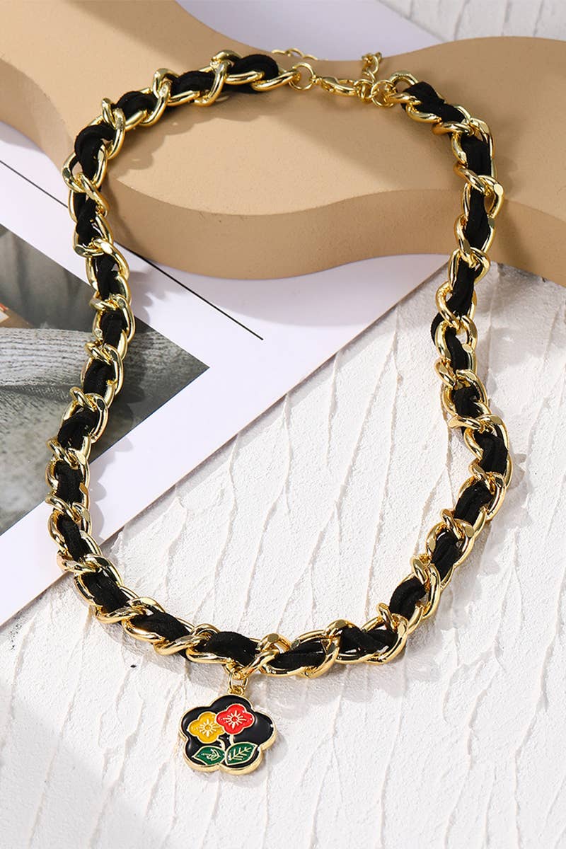 FASHION FLOWER PENDANT NECKLACE-CWAJE0446