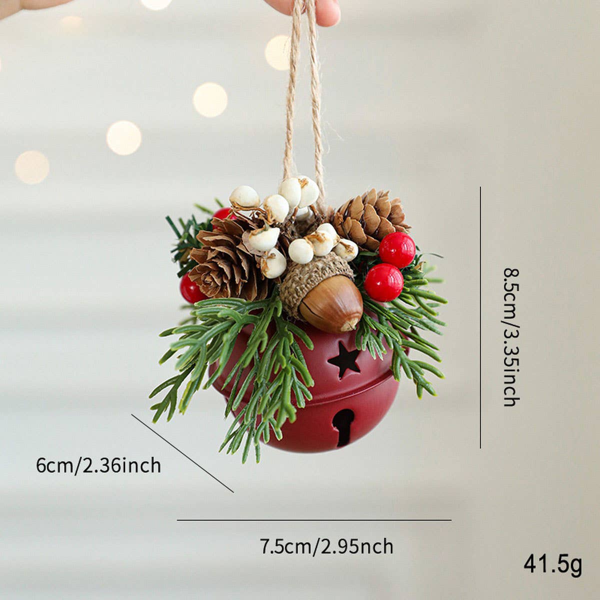 CWMM10364_CHRISTMAS BELL ANTLER BOW PINECONE TREE ORNAMENTS
