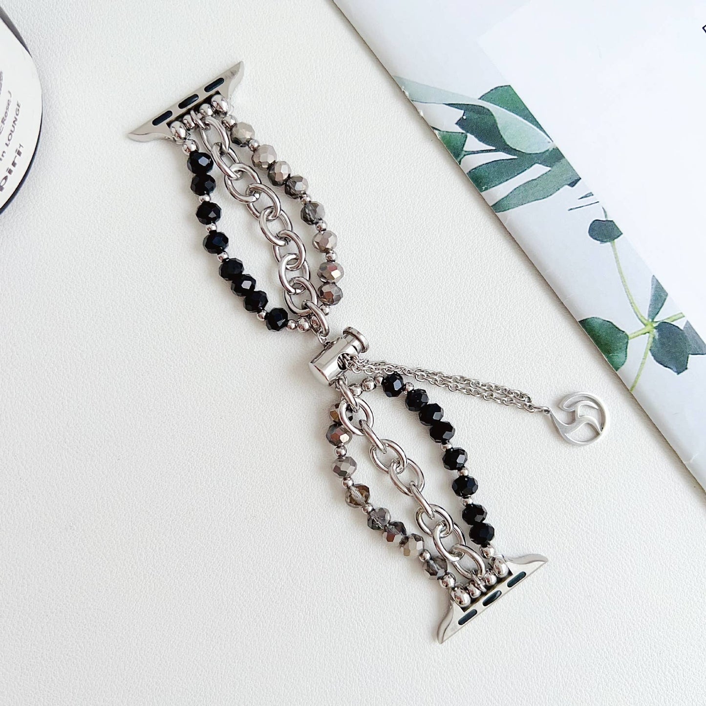 APPLE WATCH 9 STAINLESS STEEL BEADED BRACELET STRAP_CWWW0065