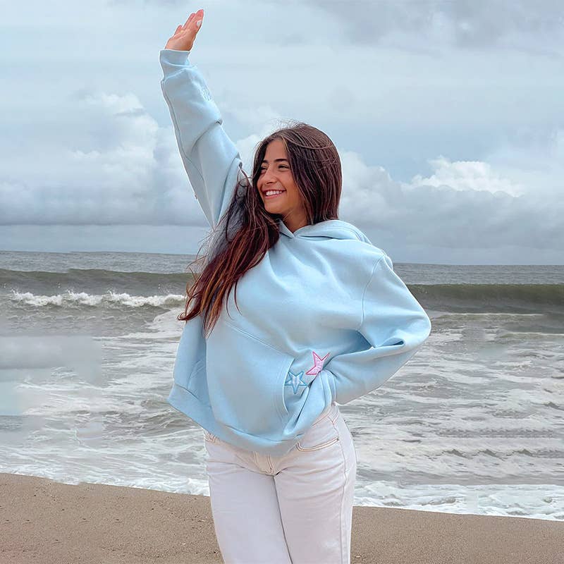 Fashion star applique hoodie lady