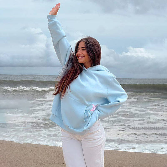 Fashion star applique hoodie lady