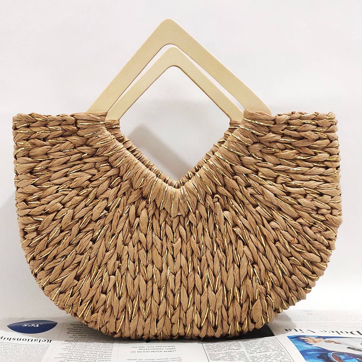 WOMEN CASUAL MOON BAG WOVEN TOTE BAG_CWAB0830