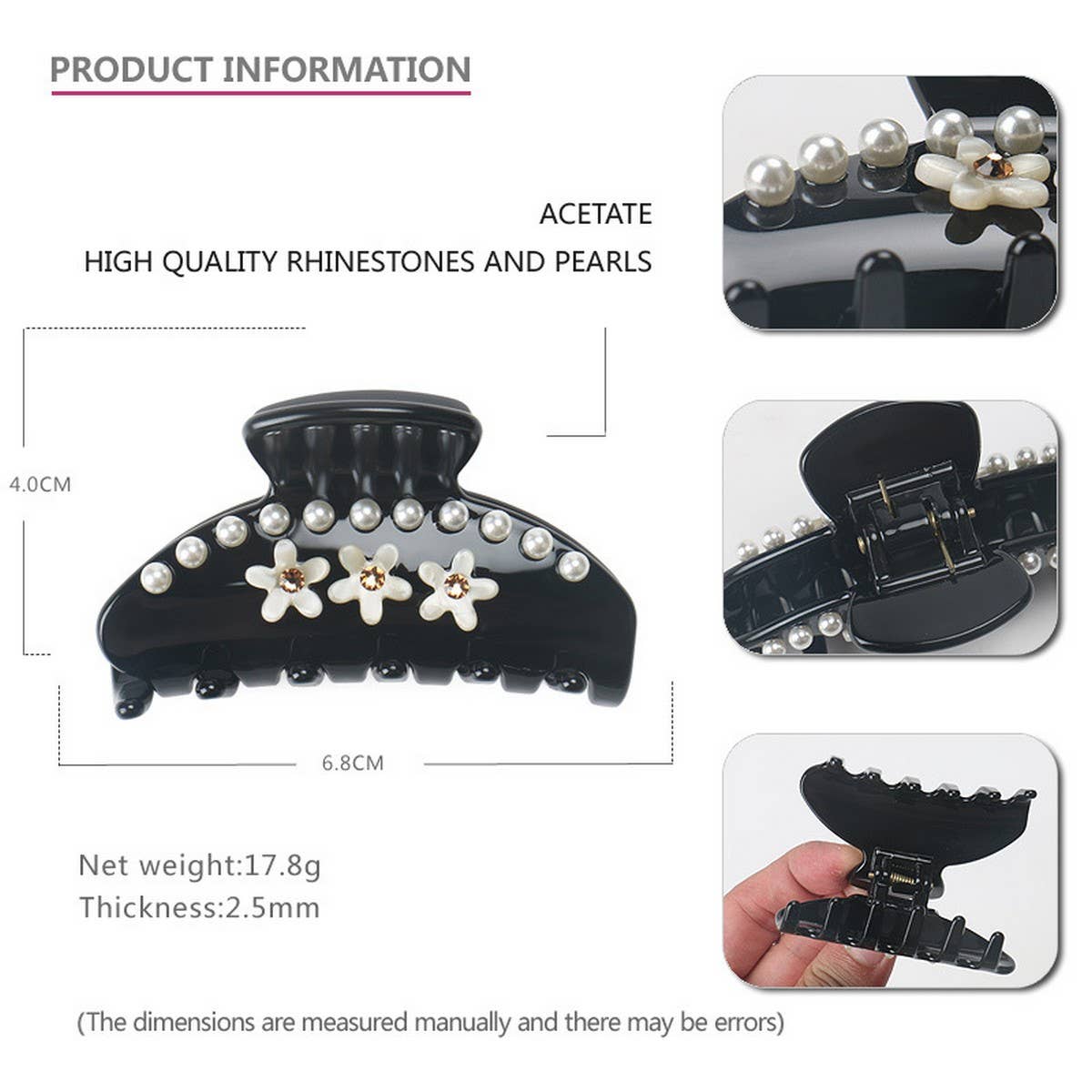 PEARL FLORAL CLIP SHARK CLIP SWEET HAIR CLIP_CWAHA4272