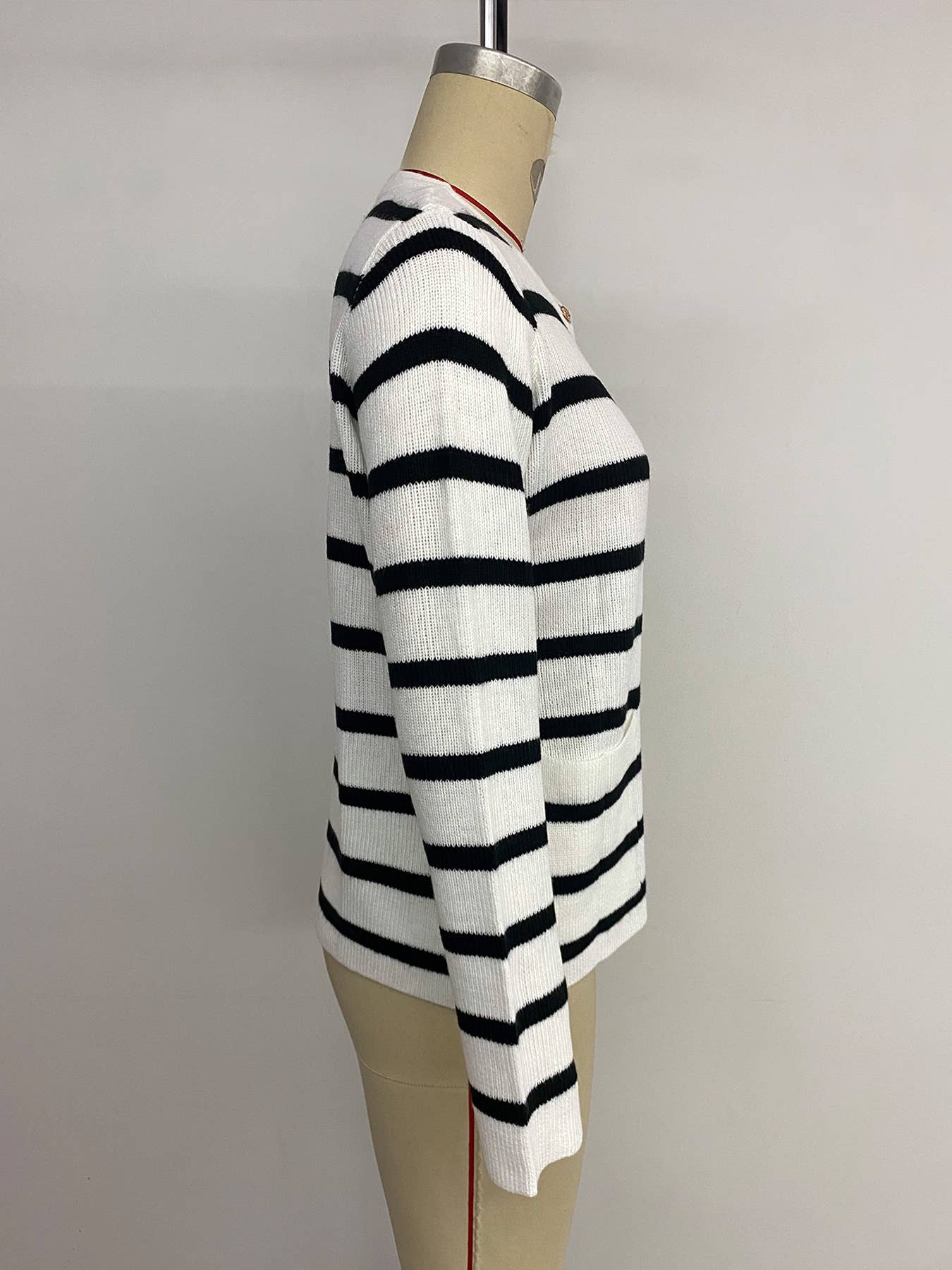 Striped color-blocking long sleeve knit cardigan