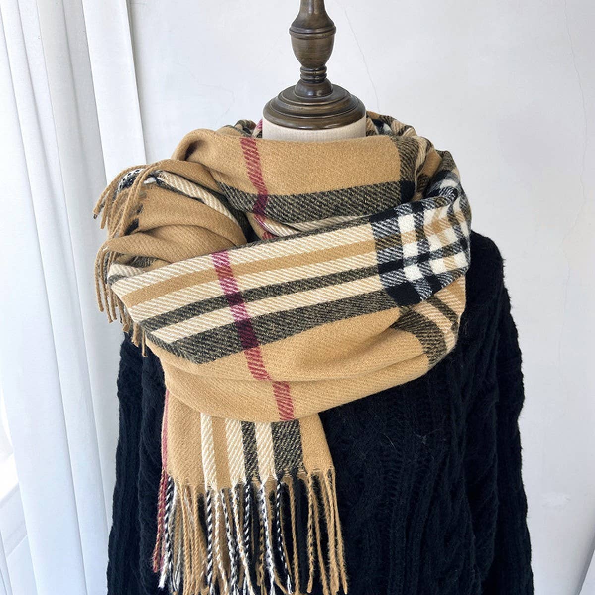 Plaid Scarf ??Warm Fringe Winter Wrap_CWASC1467