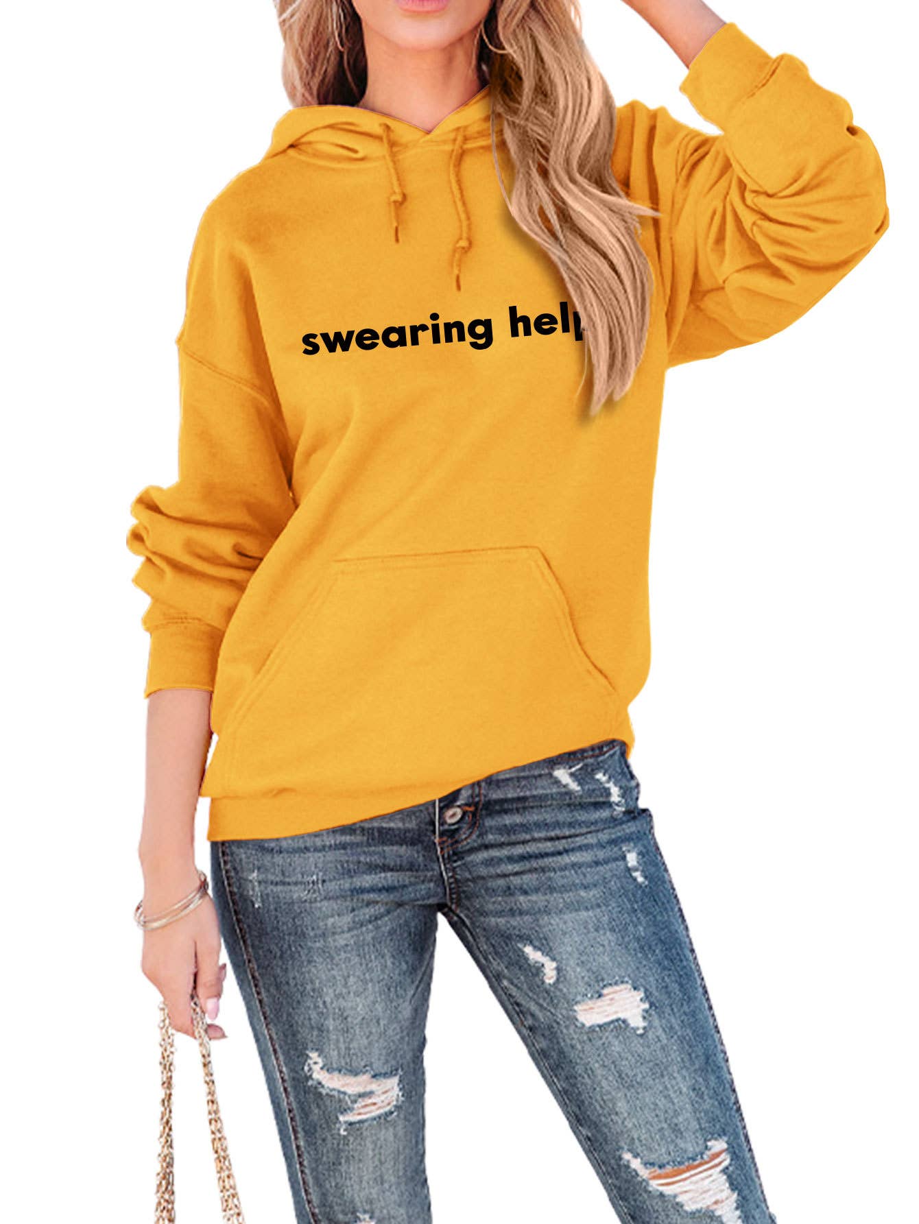 Swearing helps printed thickened warm hoodie