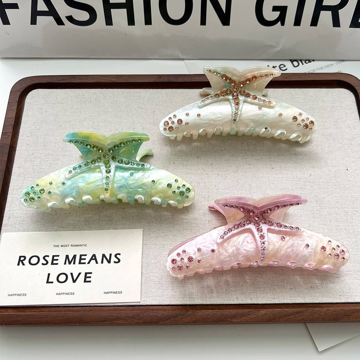 Rhinestone Starfish Hair Claw, Sweet Acetate Clip