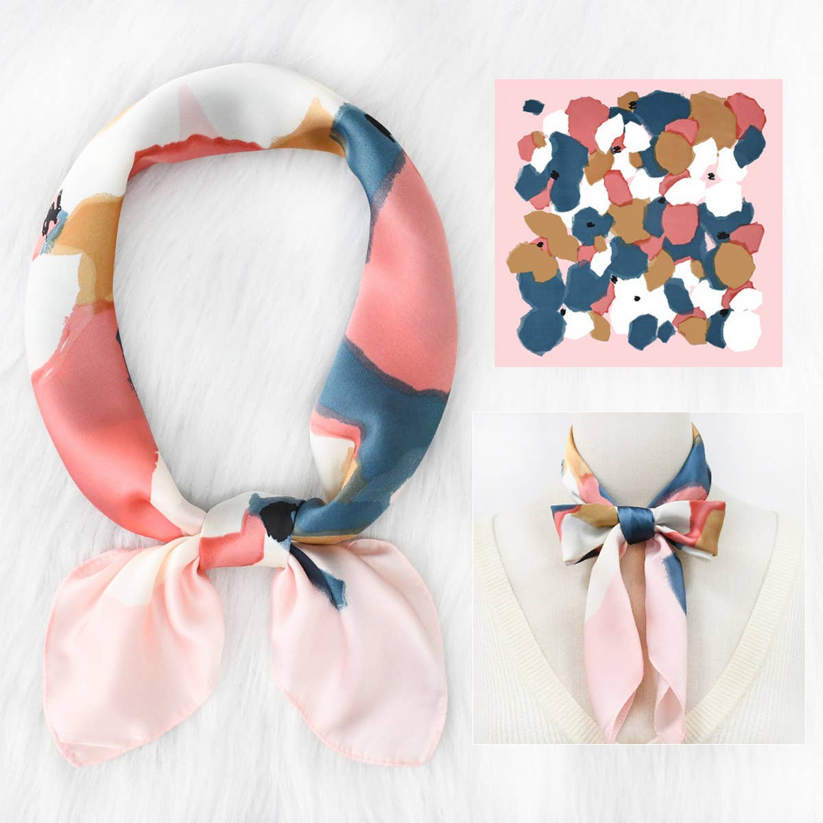 Polka Dot Satin Neck Scarf ??Office & Flight Style_CWASC1157