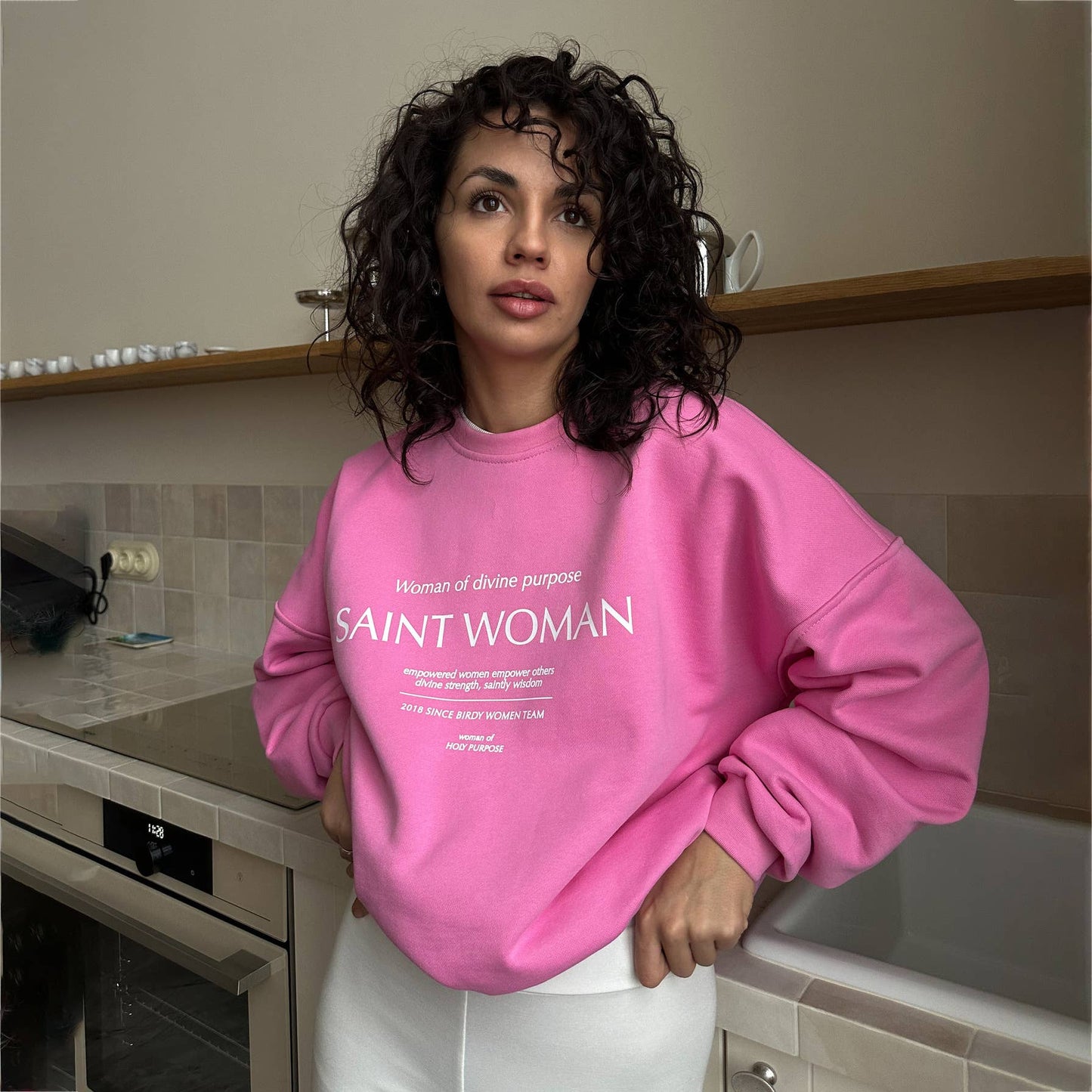 Round-neck fashionable lettered loose hoodie