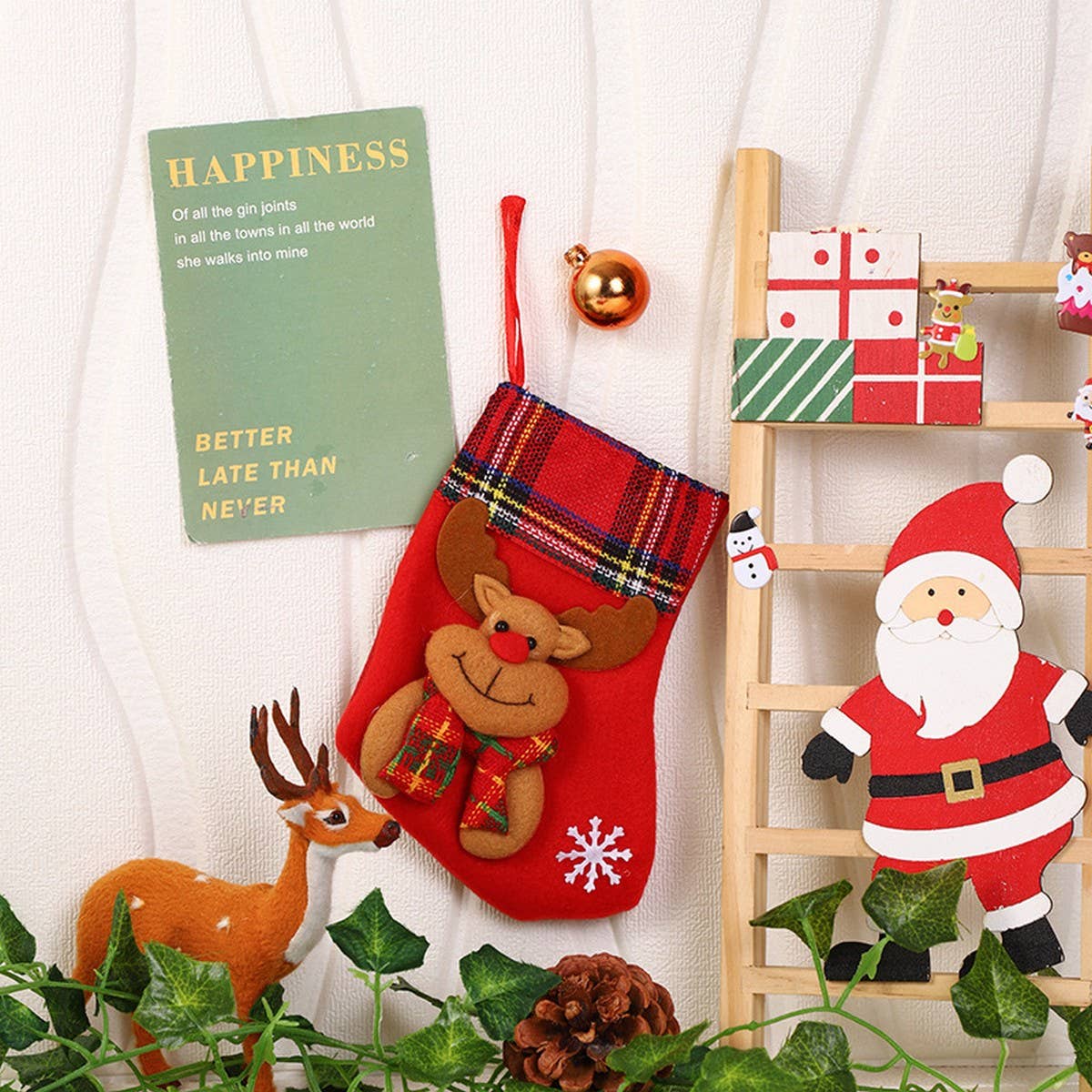 SEQUINED 3D SANTA CLAUS CHRISTMAS STOCKINGS