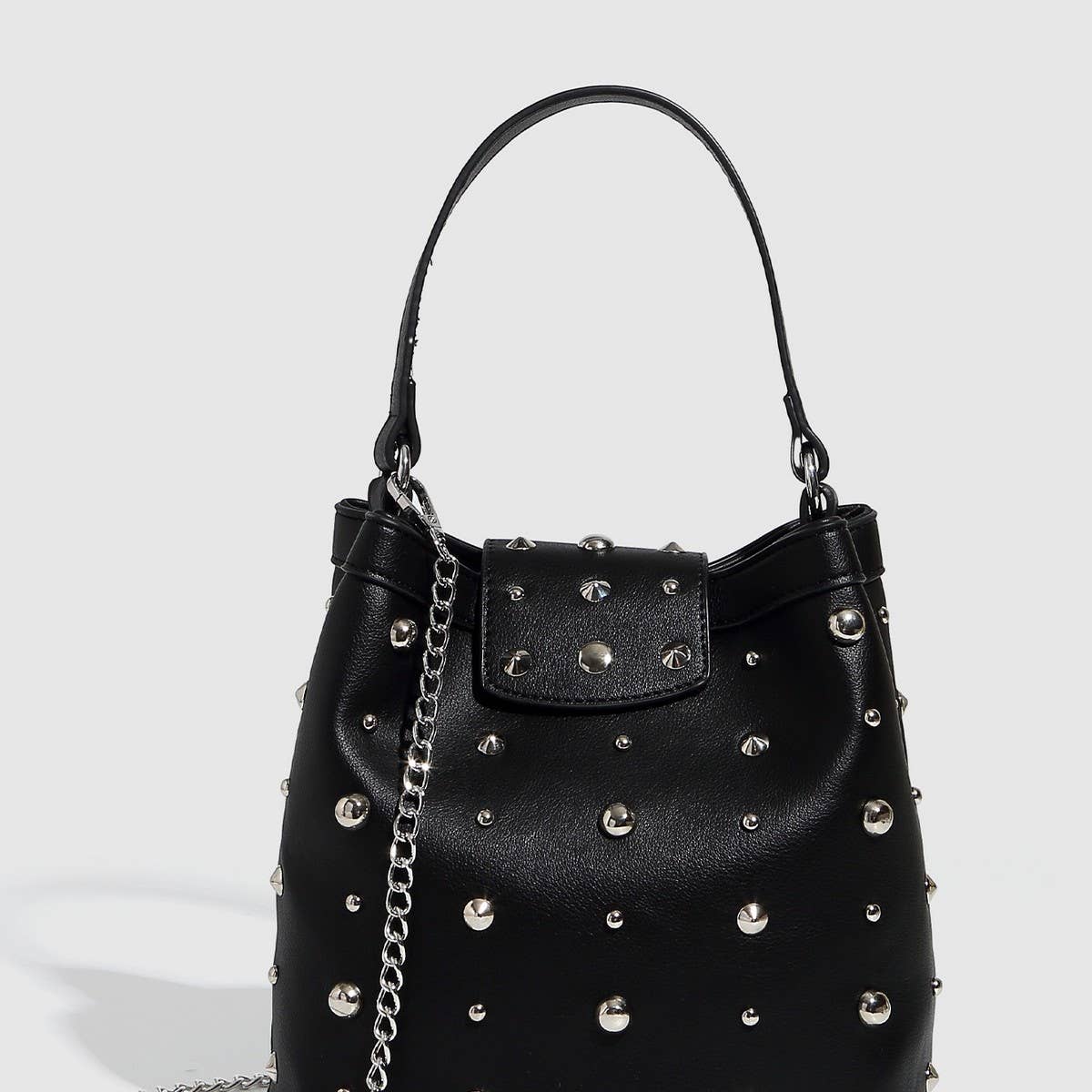 New Metallic Polka Dot Studded Shoulder Bag_CWAB5721