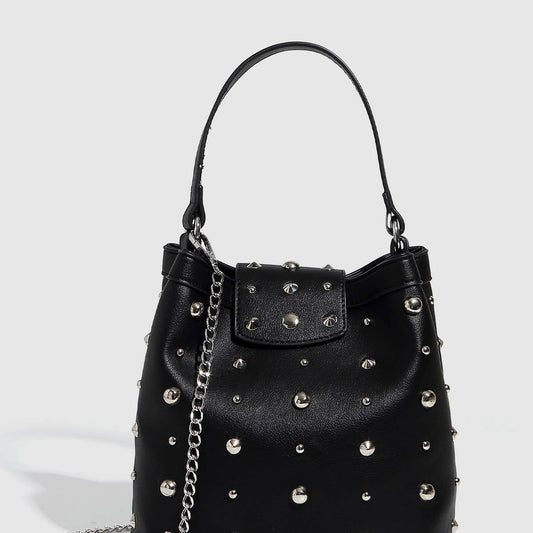 New Metallic Polka Dot Studded Shoulder Bag_CWAB5721