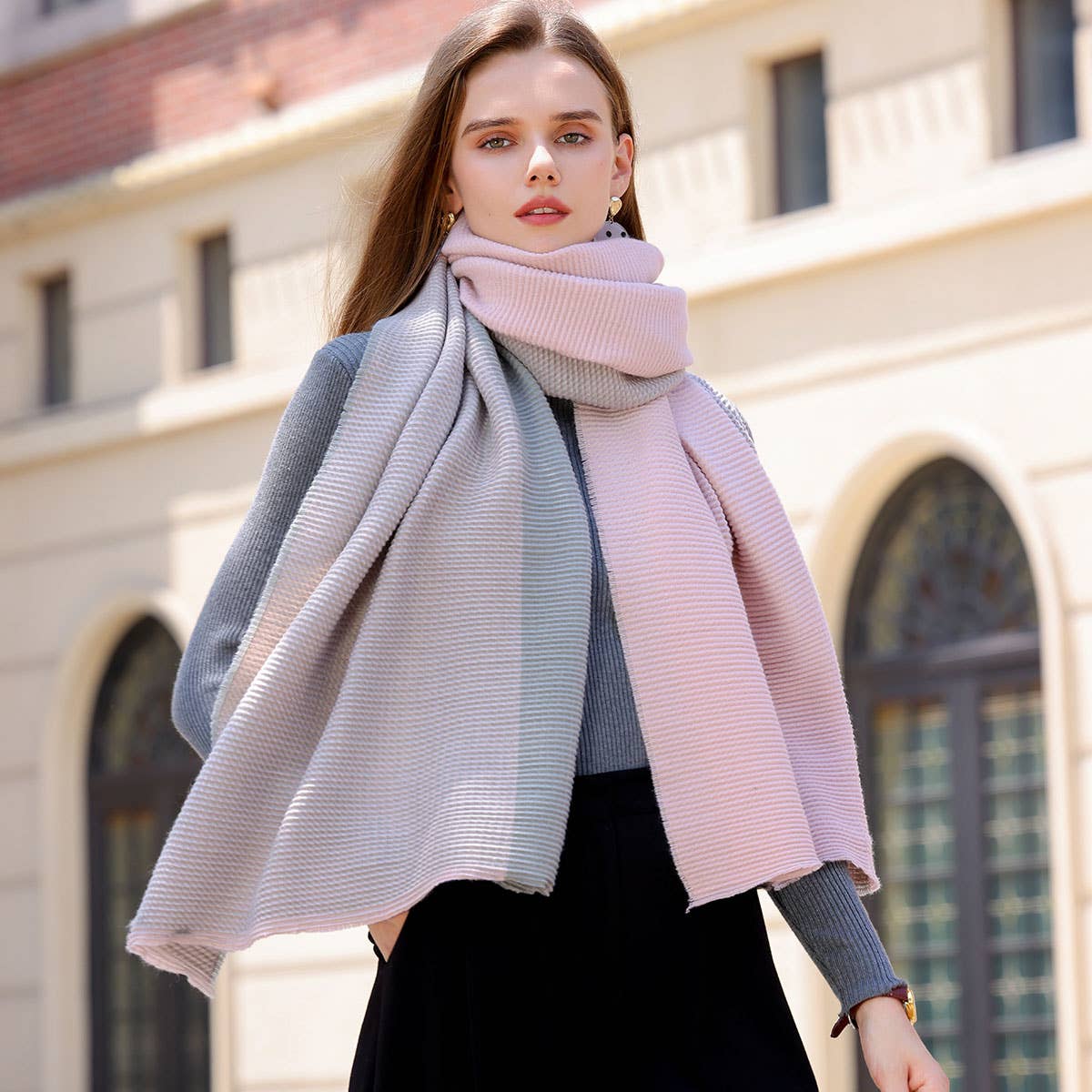 Double-Sided Crinkle Scarf - Elegant Winter Wrap