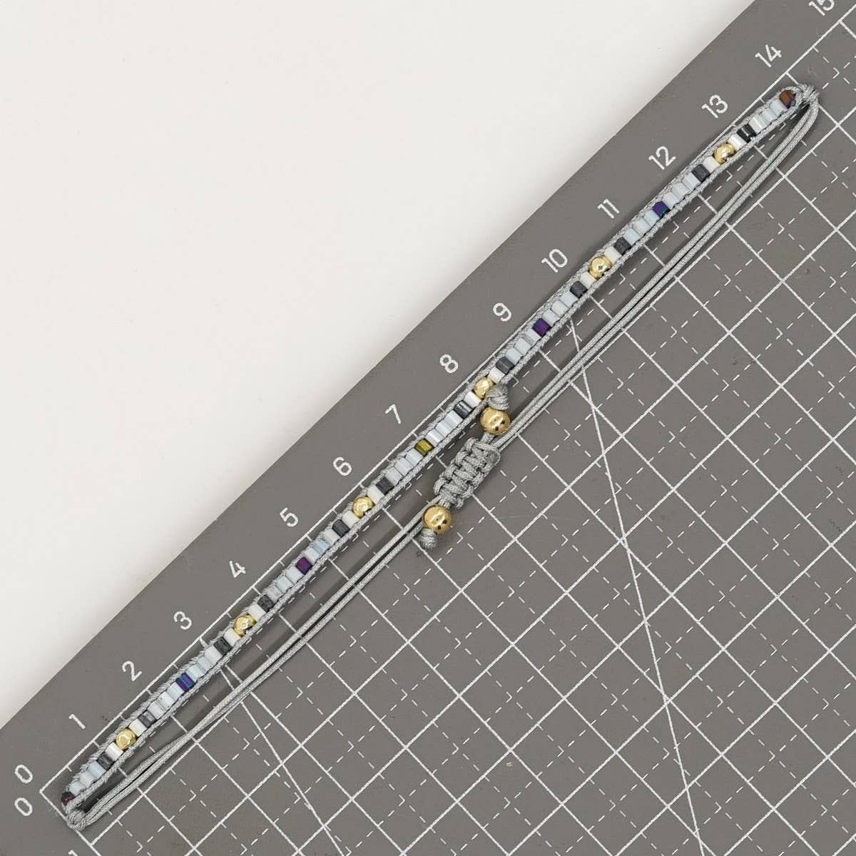 BEADED SMALL CROSS RICE BEAD BRACELET_CWMM3813