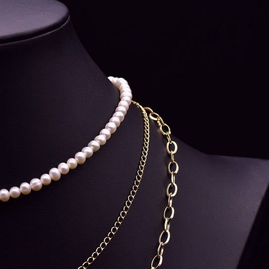 MULTI-LAYERED SIMPLE PEARL SWEATER NECKLACE