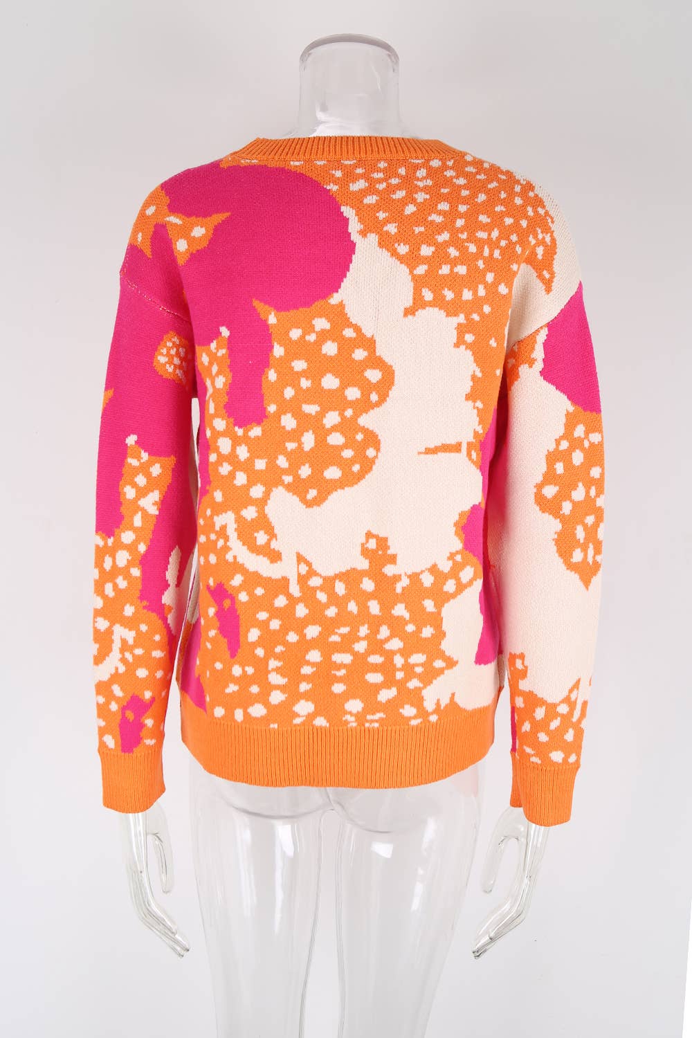 Round neck,colorful long-sleeved sweater