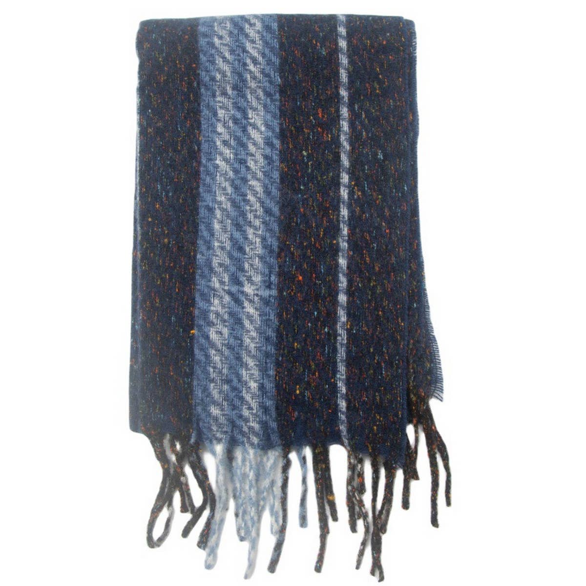 Striped Fringe Scarf ??Winter Knitted Shawl_CWASC0880