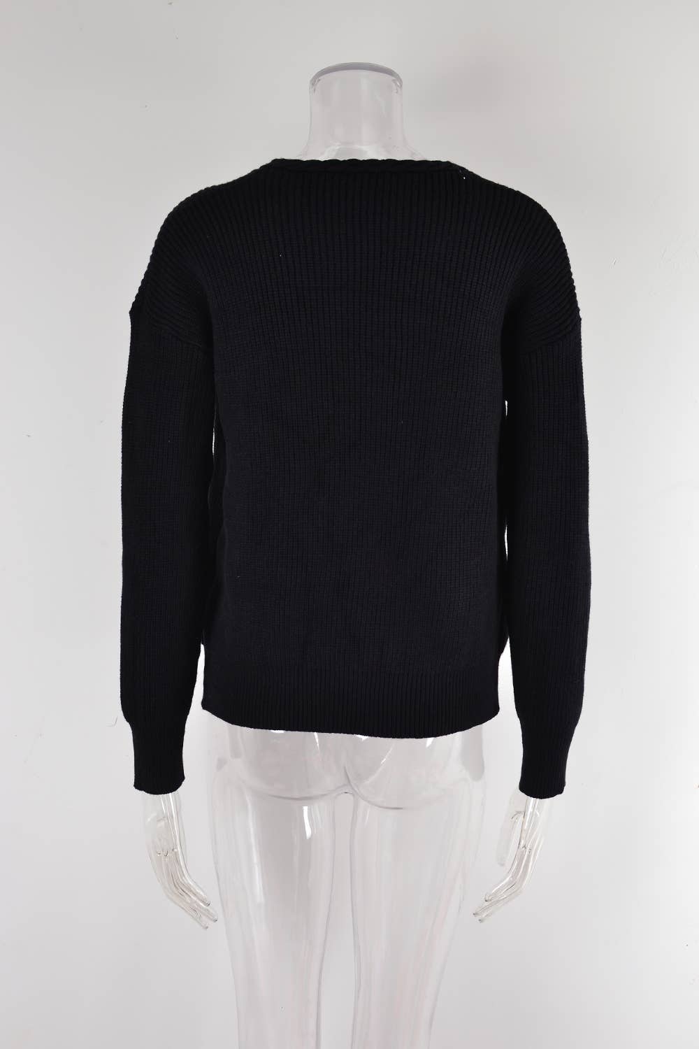 V-NECK TWIST SLIM SOLID COLOR SWEATER PULLOVER