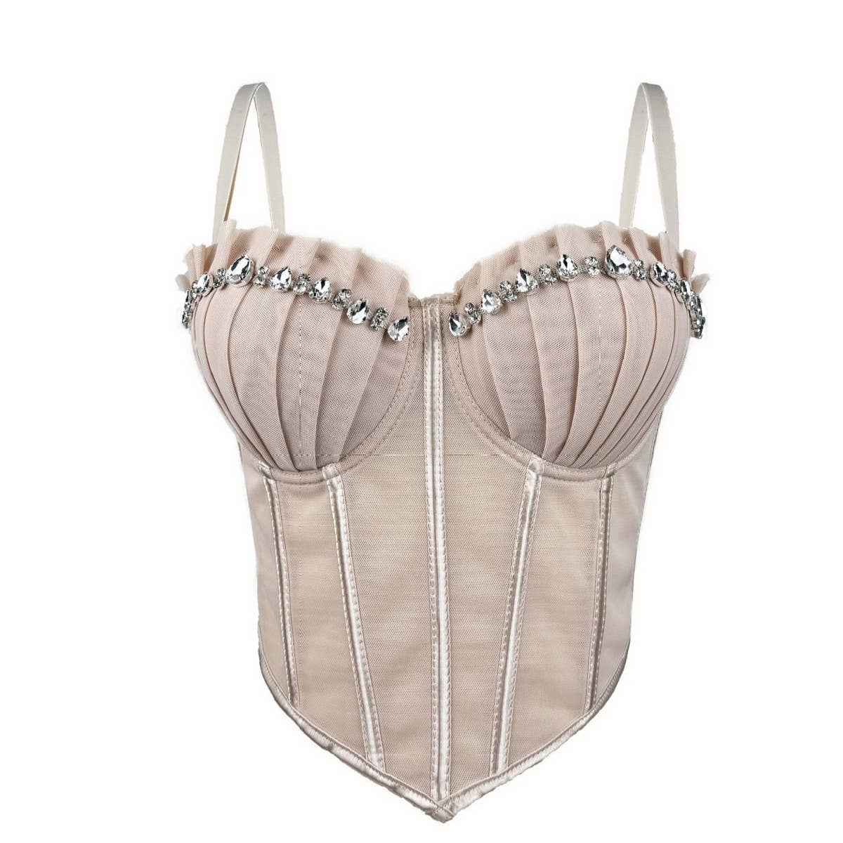 LUXURY DESIGN HERRINGBONE BRA WITH RHINESTONES