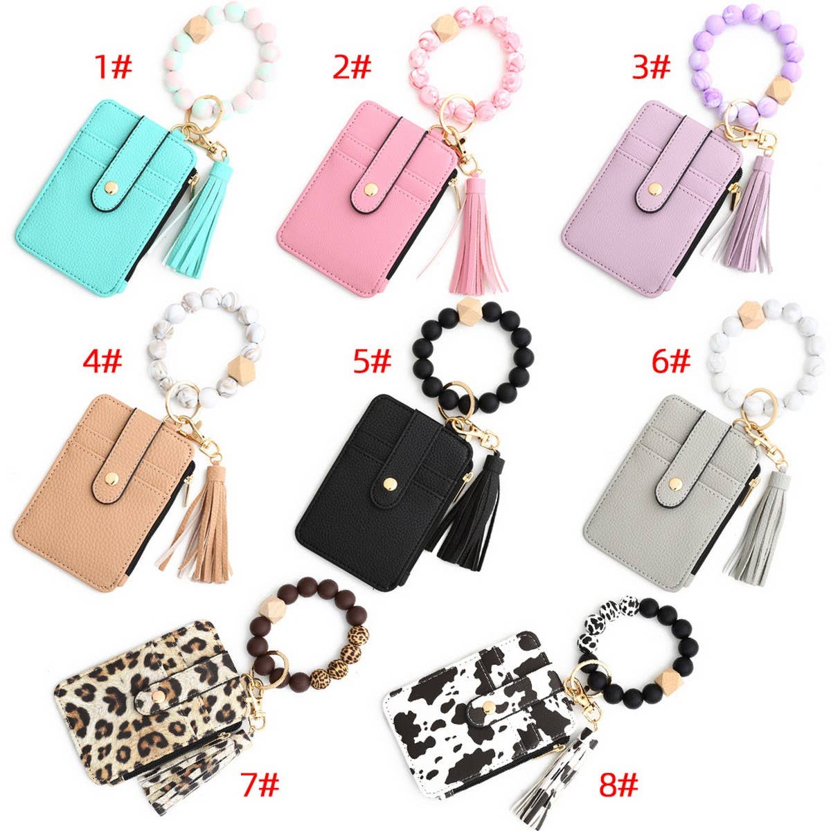 SILICONE BRACELET LEATHER WALLET TASSEL KEYCHAIN