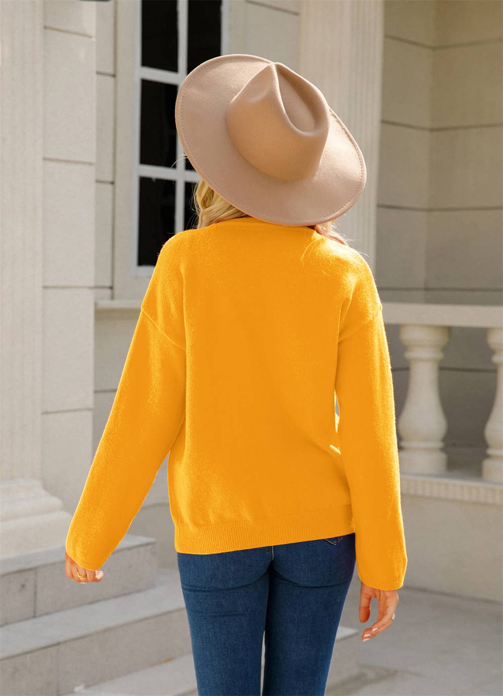 TEMPERAMENT BUTTON KNIT SOLID COLOR CARDIGAN