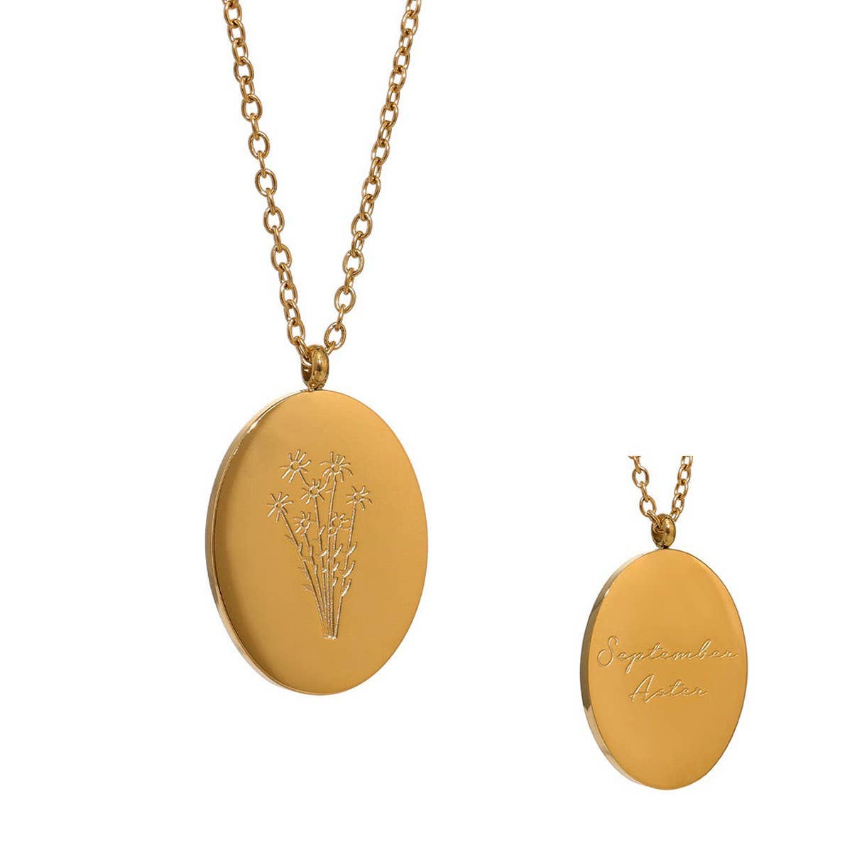GOLD STAINLESS STEEL DECEMBER FLOWER NECKLACE