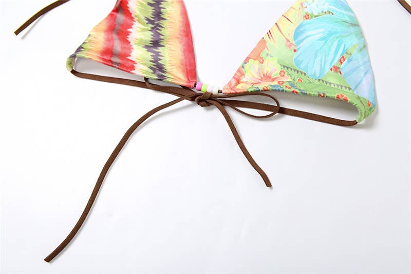Printed Tie-Up Push-Up Bikini Set