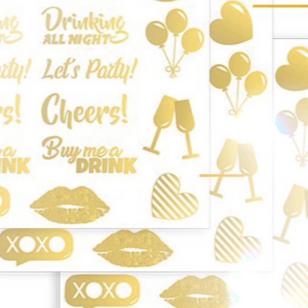 Gold Foil Birthday Party Metallic Tattoo Stickers