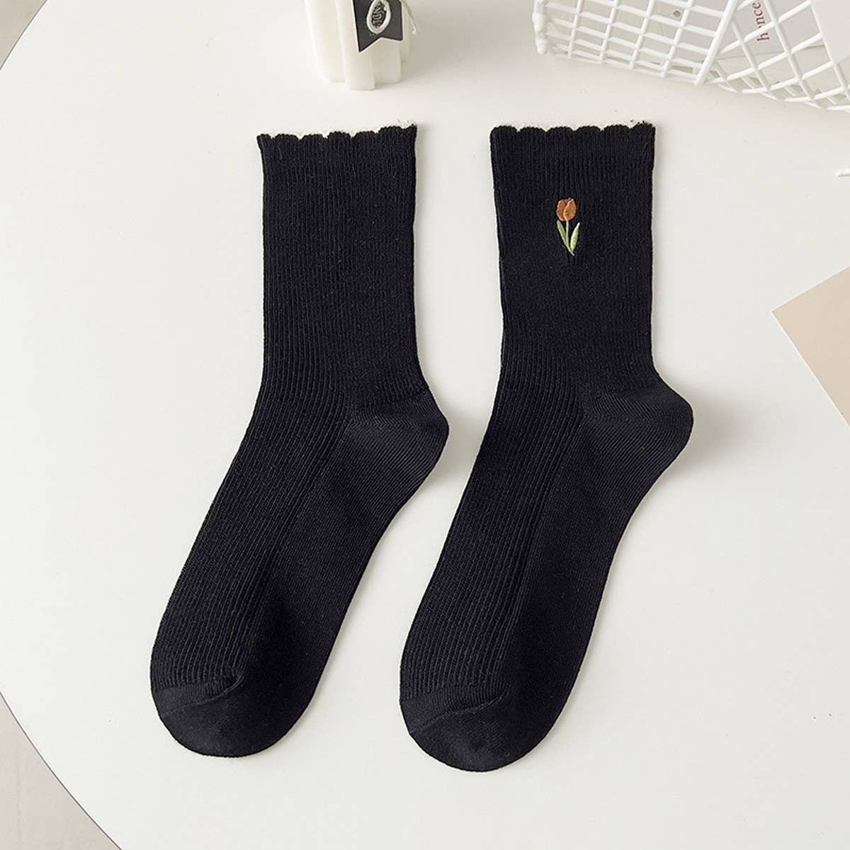 WOMEN'S PREPPY STYLE SOCKS WITH LACE EMBROIDERY