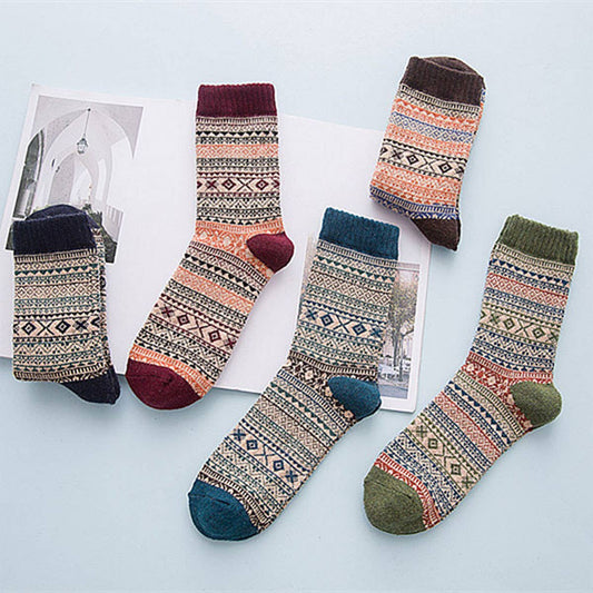 ALPACA VINTAGE FLORAL PATTERN CREW SOCKS_CWMS0205
