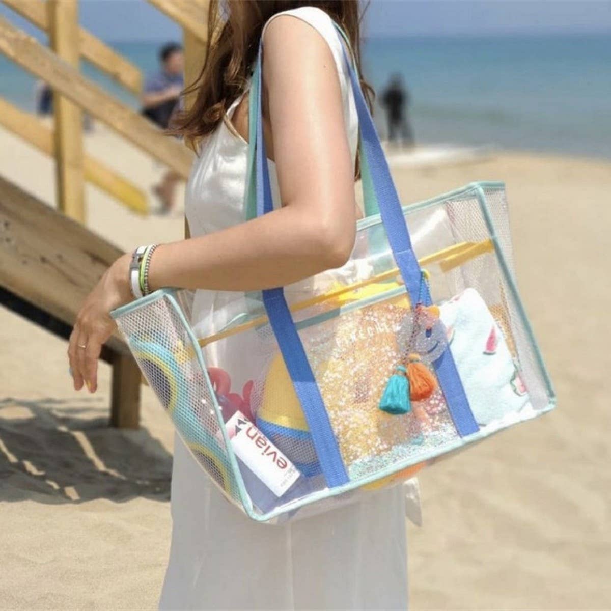 Large Clear Jelly Beach Tote, Waterproof Travel Bag_CWAB1927