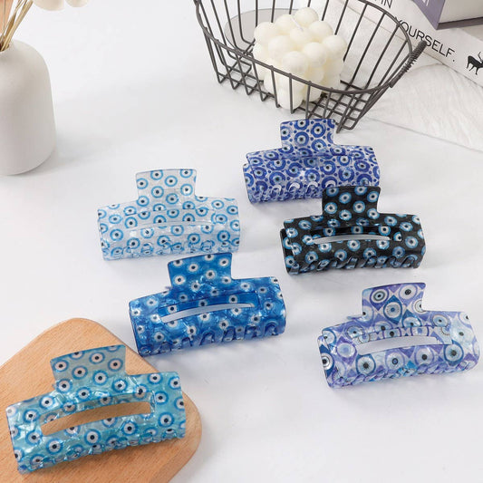 CWAHA1612_RECTANGULAR PRINT BLUE SERIES HAIR CLAW CLIP