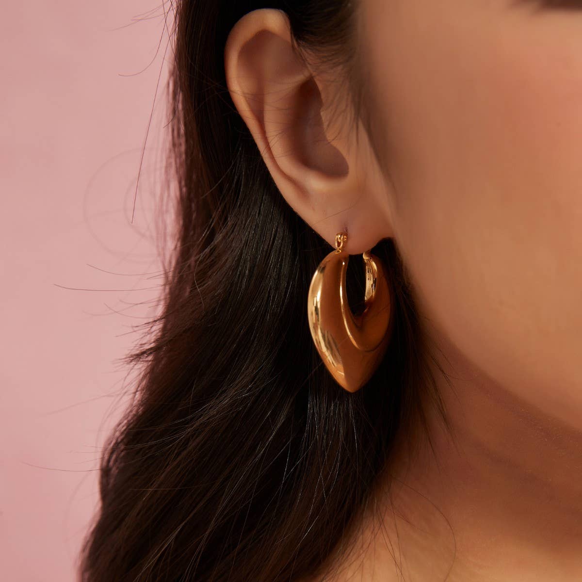 Heart Hollow Stainless Steel Geometric Earrings