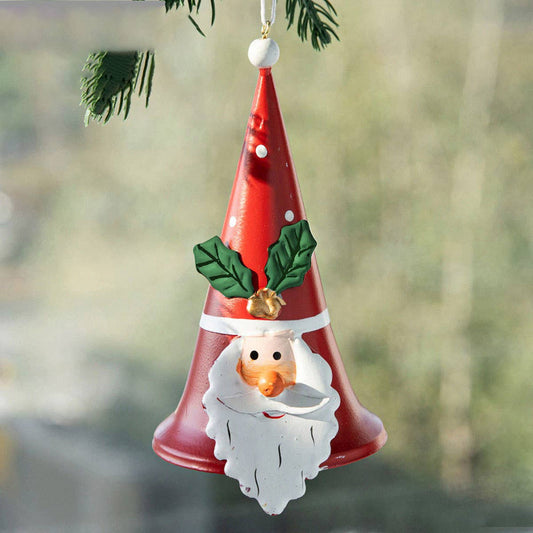 CWMM10371_CHRISTMAS SANTA IRON BELL PAINTED TREE ORNAMENTS