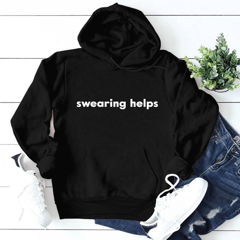 Swearing helps printed thickened warm hoodie