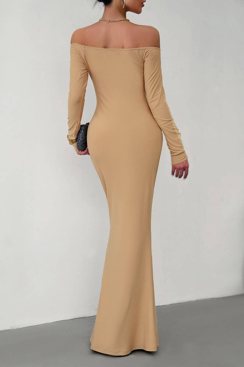 CWDMD1103_Off Shoulder Bodycon Maxi Evening Dress