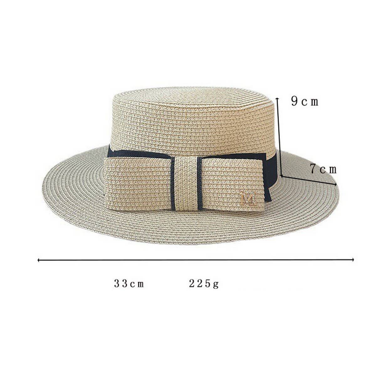 FEDORA STRAW HAT  SIMPLE BOW FLAT TOP ELEGANT WOMEN_CWAH1155