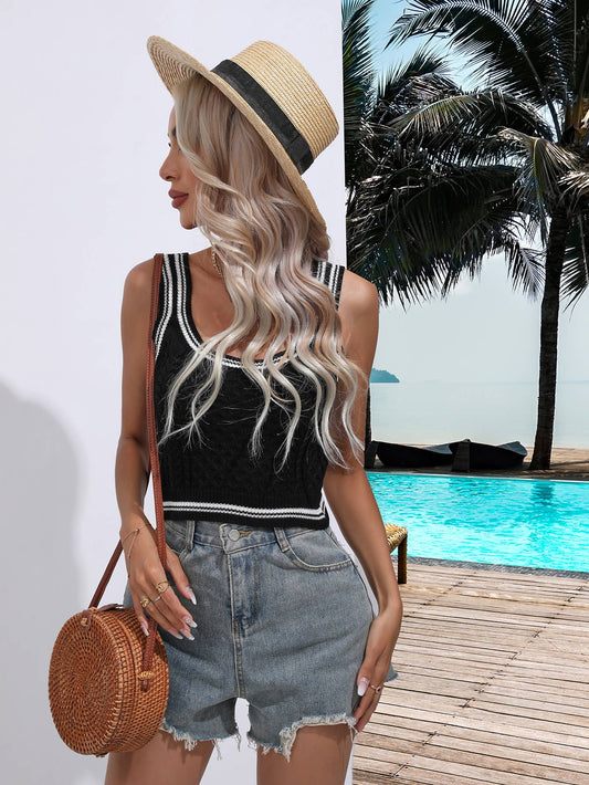 U-neck twist knitted twisted vest