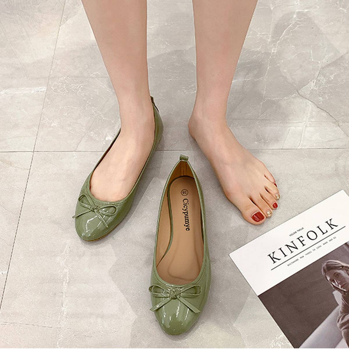 FLAT BOTTOM SOFT LEATHER BOW CASUAL WOMEN SHOES