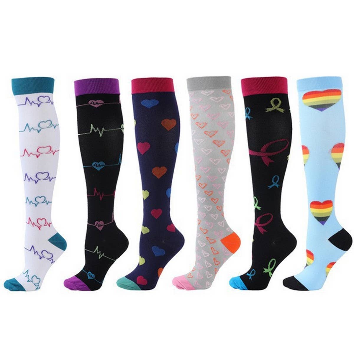 PATTERNED SPORTS LONG COMPRESSION SOCKS SET_CWMS1879