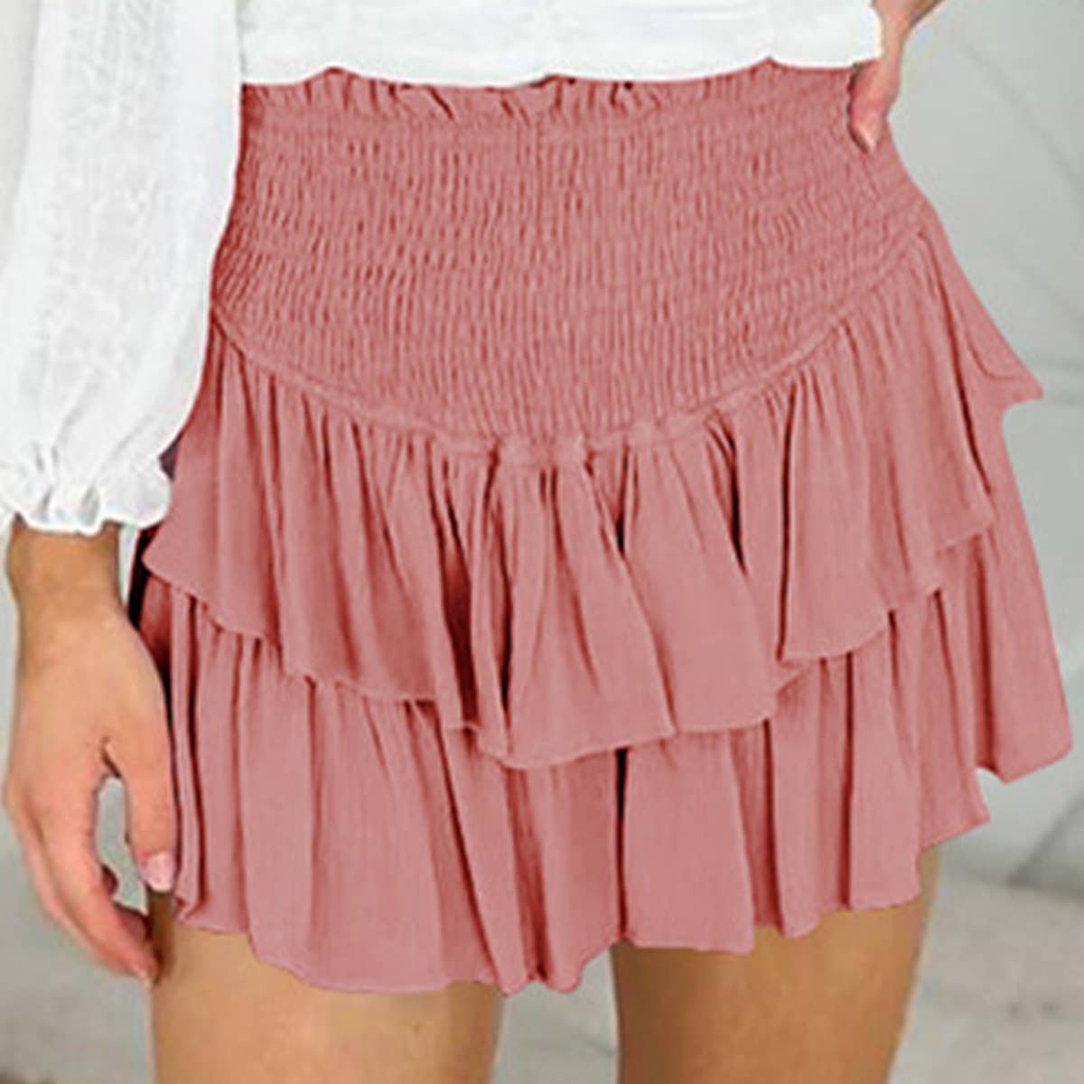 Pleated sexy lotus leaf short skirt