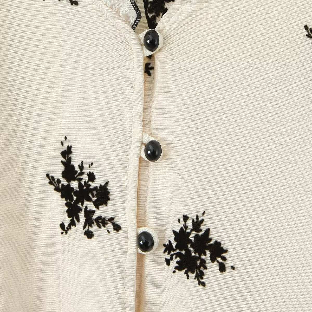 Floral Ruffle Mesh Cardigan V Neck Top