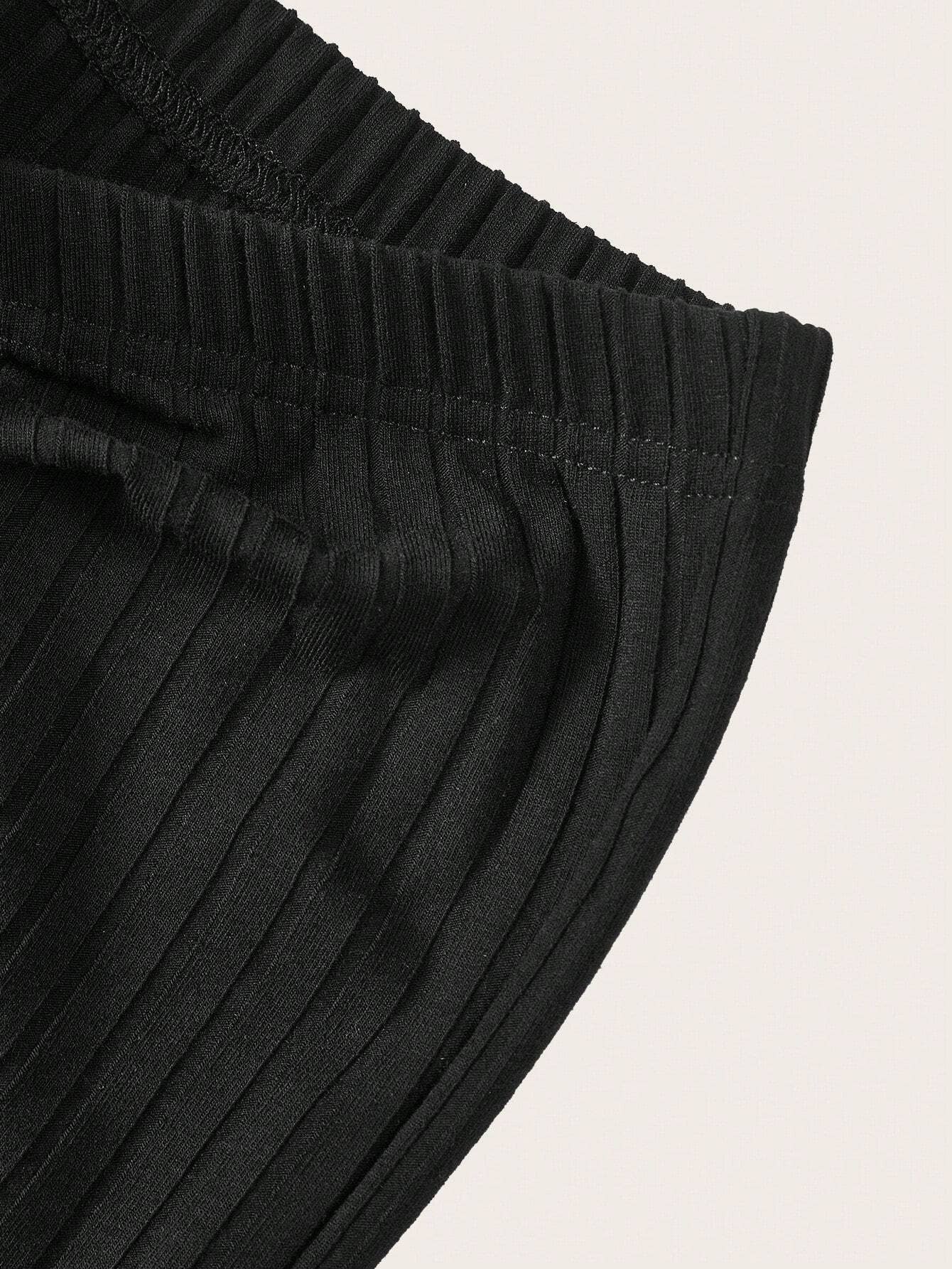 DRAWSTRING LOW-RISE STRETCH SLIM FLARED PANTS