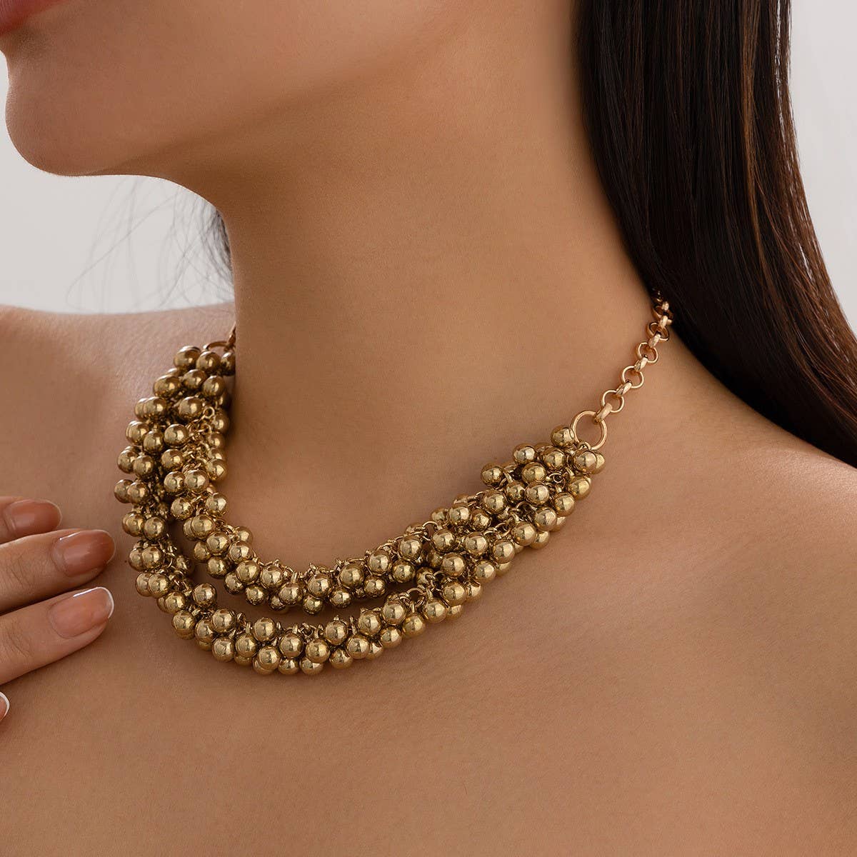 EXAGGERATED PERSONALITY ROUND BEAD NECKLACE_CWAJE1915