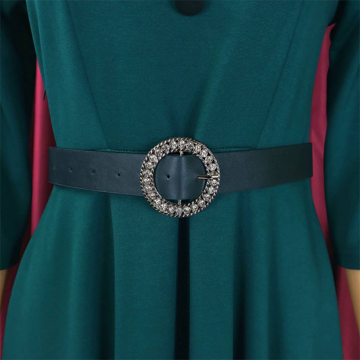 SOLID COLOR FASHIONABLE A-LINE PLUS SIZE DRESS_CWDMD3670